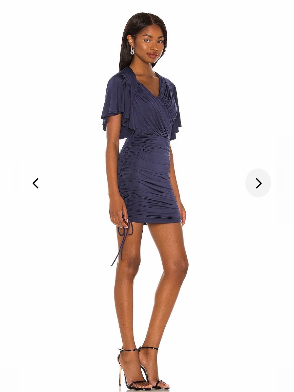 NWT!! Lovers + Friends Navy Ruched V-Neck Mini Dress with Flutter Sleeves